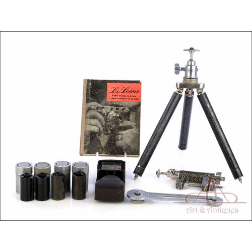 Antique Leitz Tripod and Accessories for Leica Cameras. Germany, Circa 1940