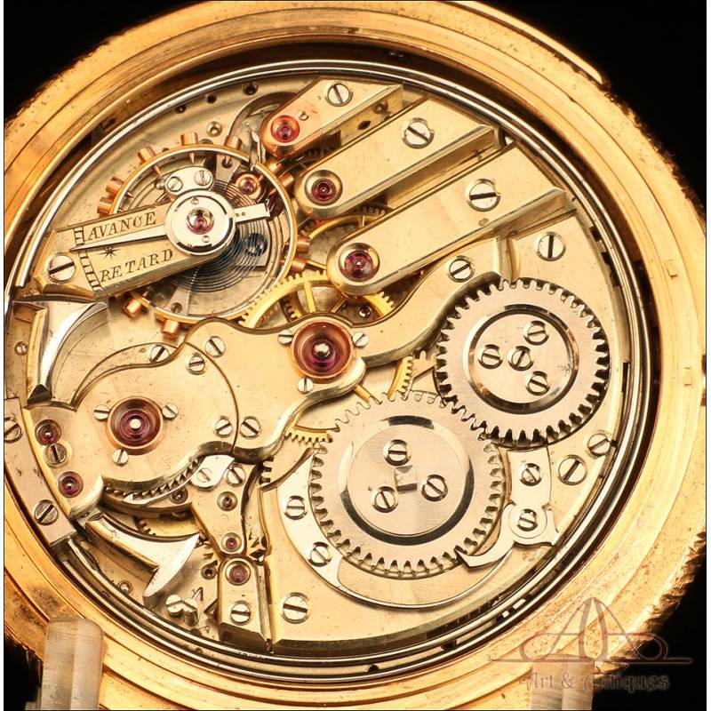 Reloj Bolsillo Perregaux. Fases Lunares. Sonería. Oro 18K. Suiza, 1915