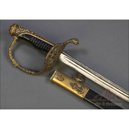 Antigua Espada para Oficial de Marina Francés, Mod. 1837. Francia, Siglo XIX