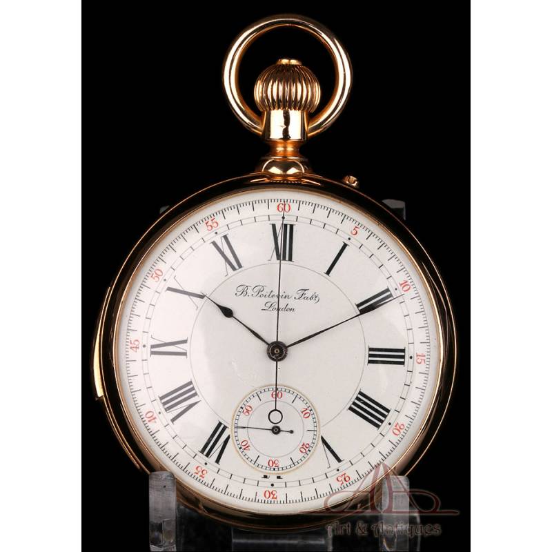 Antiguo Reloj de Oro 18K Poitevin. Sonería a Minutos y Cronómetro. Londres, Circa 1890