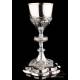 Antique Silver Chalice and Paten Set. France, 19th Century