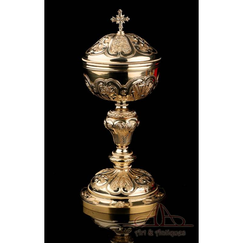 Antique French Gilded Silver Ciborium. France, Late 19th Century