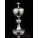 Small Portable Ciborium. Solid Silver. France, 19th Century