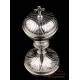 Small Portable Ciborium. Solid Silver. France, 19th Century