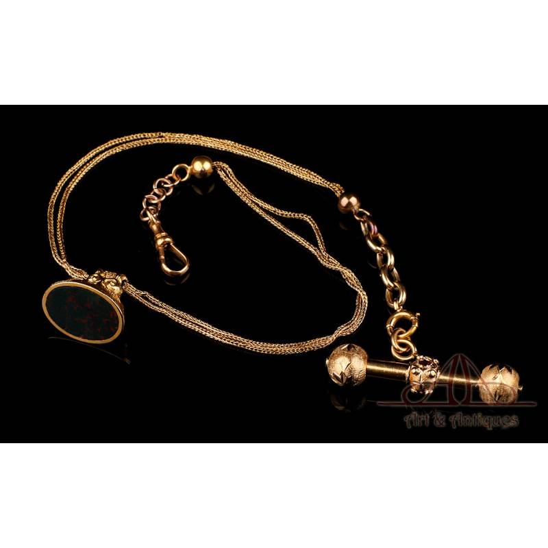 Solid gold pocket top watch chain