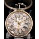 Antique Tarts Triple-Case Verge Fusee Silver Pocket Watch. Calendar. London, Circa 1779