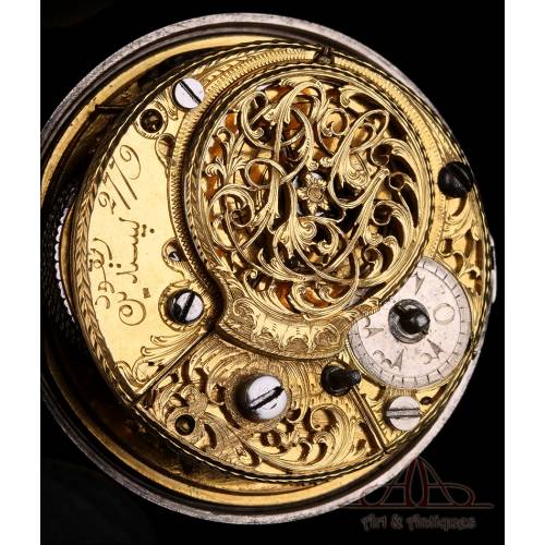 Antique Silver Ottoman Triple-Case Verge Fusee Pocket Watch. G. Prior, London, 1782