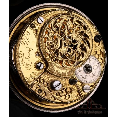 Antique Silver Ottoman Triple-Case Verge Fusee Pocket Watch. G. Prior, London, 1782