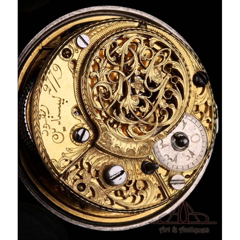 Antique Silver Ottoman Triple-Case Verge Fusee Pocket Watch. G. Prior, London, 1782