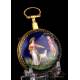 Antique Leton Enameled Verge Fusee Pocket Watch. France, Circa 1820