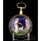 Antique Leton Enameled Verge Fusee Pocket Watch. France, Circa 1820