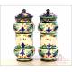 Pair of Antique Pharmaceutical Ceramic Vases. 13.8 in / 35 cm. Circa 1900