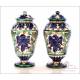 Pair of Antique Pharmaceutical Ceramic Vases. Circa 1900