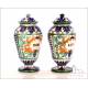 Pair of Antique Pharmaceutical Ceramic Vases. Circa 1900