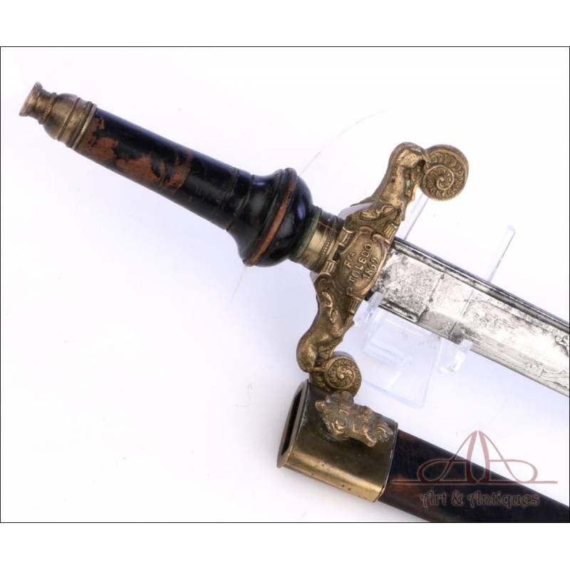 Antique Plug Bayonet with Scabbard made in Toledo, Spain, 1859