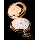 Antique Esperantos Minute Repeater Pocket Watch + Chrono, 14K Gold. Switzerland, 1900