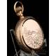 Antique Waltham Pocket Watch Model 1888. Solid 14K Gold. USA, 1889