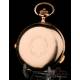 Antique Quarter Repeater Pocket Watch. Triple Chime + Chrono. 14K Gold. 65 mm. Circa 1900