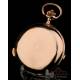 Antique Quarter Repeater Pocket Watch. Triple Chime + Chrono. 14K Gold. 65 mm. Circa 1900