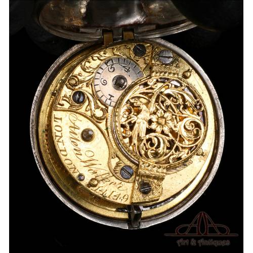 Antiguo Reloj de Bolsillo Catalino Allen Walker de Plata . Inglaterra, Circa 1751