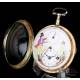 Antique Verge Fusee Pocket Watch. Calendar and Central Seconds Hand. France, 1820