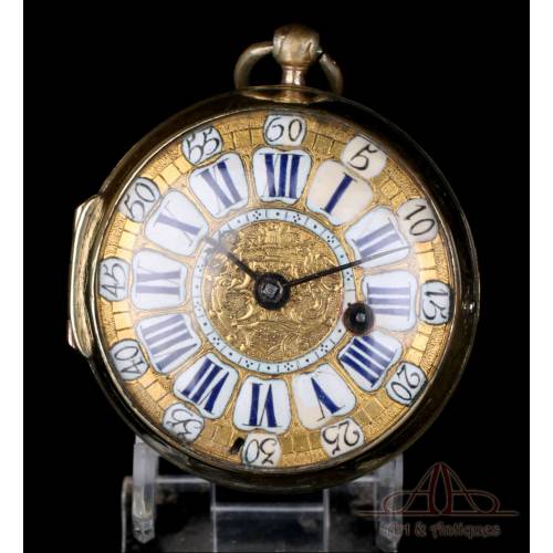 Antique Oignon Verge Fusee Pocket Watch. St. Martin a Paris. France, Circa 1700-1715