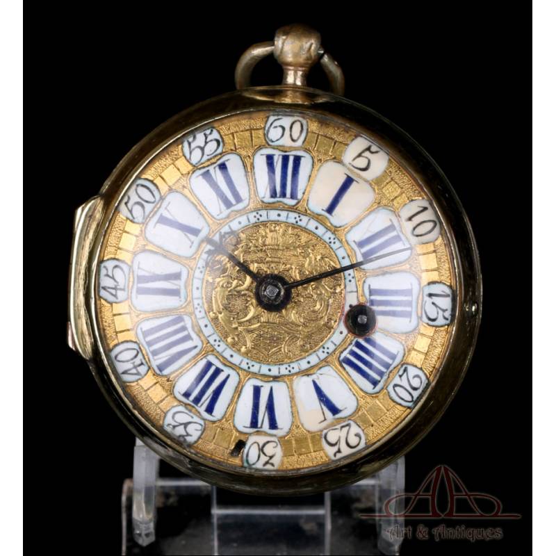 Antique Oignon Verge Fusee Pocket Watch. St. Martin a Paris. France, Circa 1700-1715