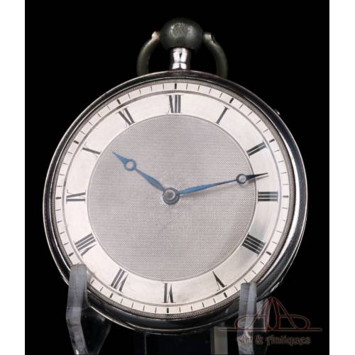 Antiguo Reloj de Bolsillo de Cilindro con Sonería. Plata. Francia, Circa 1820