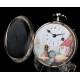 Antique Verge Fusee Automaton Pocket Watch. Silver. Switzerland, Circa 1815