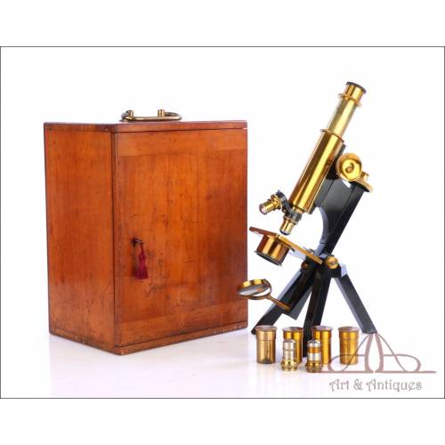 Fantástico Microscopio Antiguo R&J Beck. Inglaterra, Circa 1890