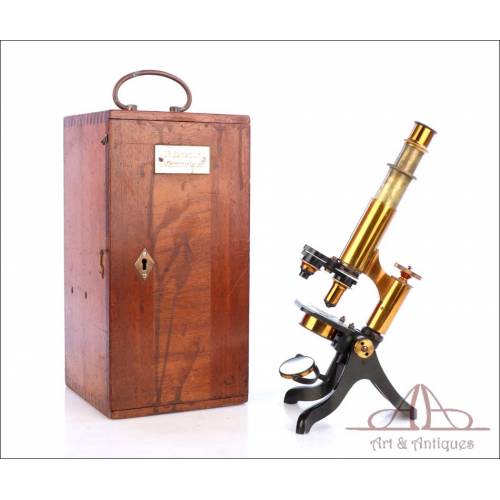 Historic Henry Crouch Microscope Belonging to Dr. Alex Barbour. Scotland, Circa 1885