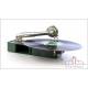 Antique Green Colibri Portable Gramophone - Phonograph. Belgium, Circa 1925