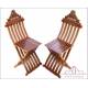 Antique Pair of Folding Chairs with Marquetry Work. Mid-20th Century