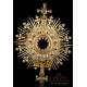 Striking Antique Gilt-Silver Monstrance with Enamels. France, Circa 1890