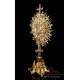 Striking Antique Gilt-Silver Monstrance with Enamels. France, Circa 1890