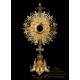 Striking Antique Gilt-Silver Monstrance with Enamels. France, Circa 1890