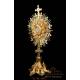 Striking Antique Gilt-Silver Monstrance with Enamels. France, Circa 1890