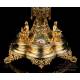 Striking Antique Gilt-Silver Monstrance with Enamels. France, Circa 1890