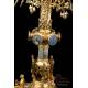 Striking Antique Gilt-Silver Monstrance with Enamels. France, Circa 1890