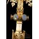 Striking Antique Gilt-Silver Monstrance with Enamels. France, Circa 1890