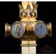 Striking Antique Gilt-Silver Monstrance with Enamels. France, Circa 1890