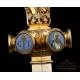 Striking Antique Gilt-Silver Monstrance with Enamels. France, Circa 1890