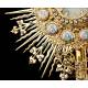 Striking Antique Gilt-Silver Monstrance with Enamels. France, Circa 1890