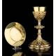 Antique Gilt-Silver Chalice with Enamels. 100% Silver. France, Circa 1900