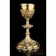 Antique Gilt-Silver Chalice with Enamels. 100% Silver. France, Circa 1900