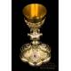 Antique Gilt-Silver Chalice with Enamels. 100% Silver. France, Circa 1900