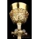 Antique Gilt-Silver Chalice with Enamels. 100% Silver. France, Circa 1900