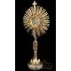 Striking Solid Silver Monstrance. Italy, Circa 1950. 100% Silver