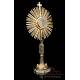 Striking Solid Silver Monstrance. Italy, Circa 1950. 100% Silver