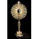 Striking Solid Silver Monstrance. Italy, Circa 1950. 100% Silver